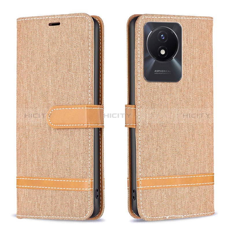 Coque Portefeuille Livre Cuir Etui Clapet B16F pour Vivo Y02 Or Plus