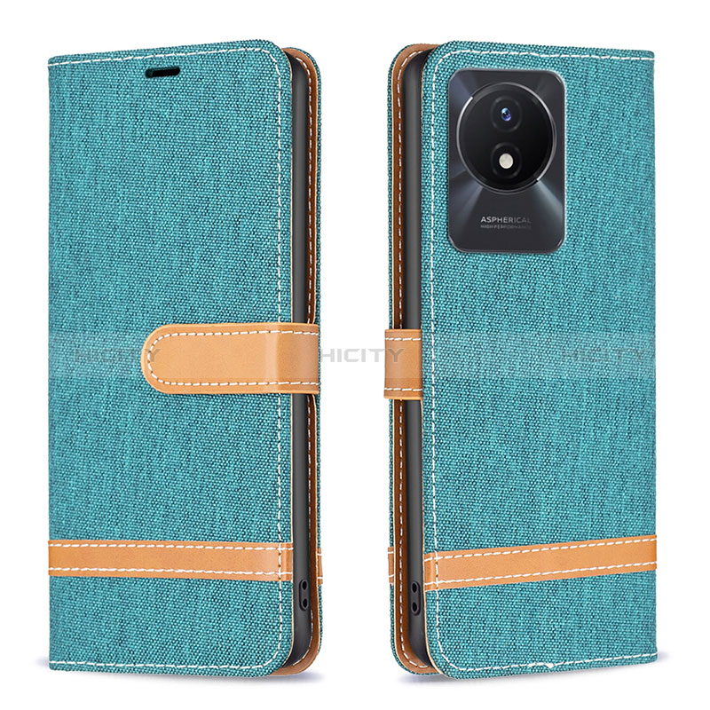 Coque Portefeuille Livre Cuir Etui Clapet B16F pour Vivo Y02 Vert Plus