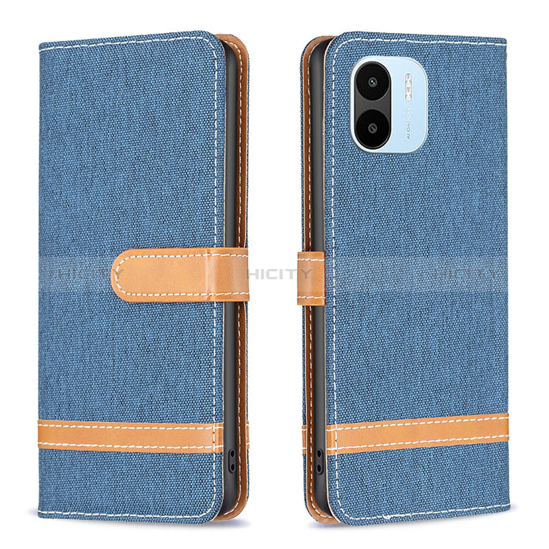 Coque Portefeuille Livre Cuir Etui Clapet B16F pour Xiaomi Poco C51 Bleu Plus