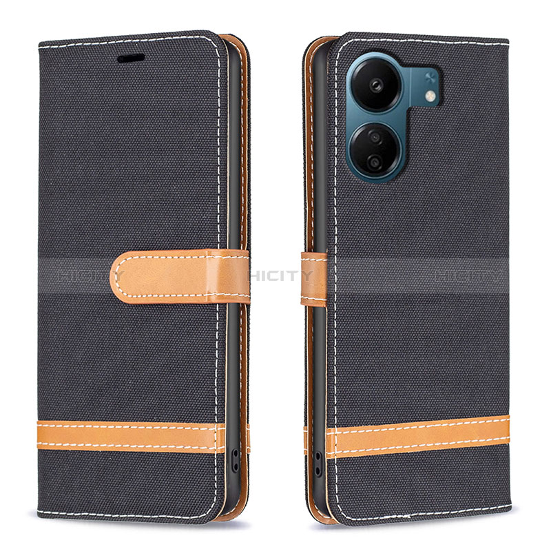 Coque Portefeuille Livre Cuir Etui Clapet B16F pour Xiaomi Poco C65 Noir Plus