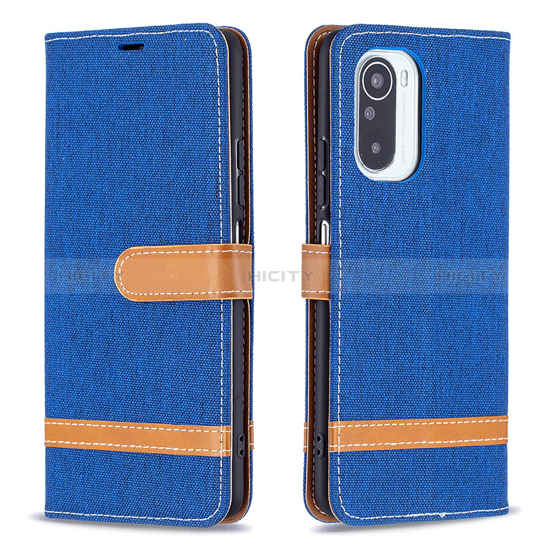 Coque Portefeuille Livre Cuir Etui Clapet B16F pour Xiaomi Poco F3 5G Bleu Plus