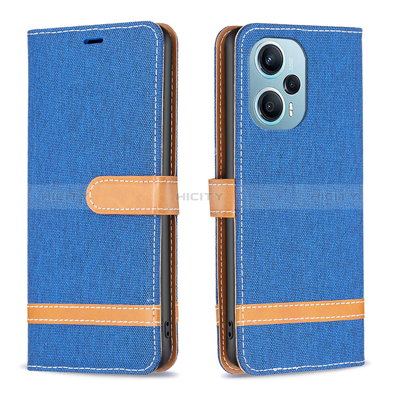 Coque Portefeuille Livre Cuir Etui Clapet B16F pour Xiaomi Poco F5 5G Bleu Plus