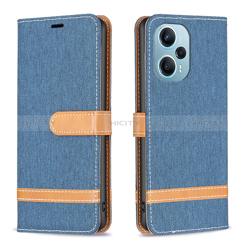 Coque Portefeuille Livre Cuir Etui Clapet B16F pour Xiaomi Poco F5 5G Bleu Ciel Plus