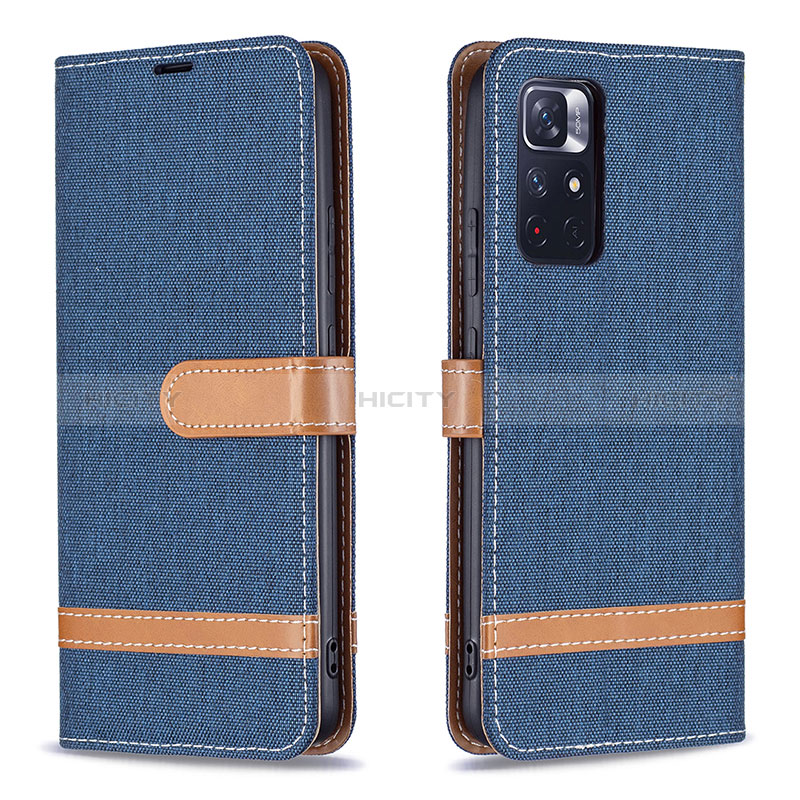 Coque Portefeuille Livre Cuir Etui Clapet B16F pour Xiaomi Poco M4 Pro 5G Bleu Royal Plus