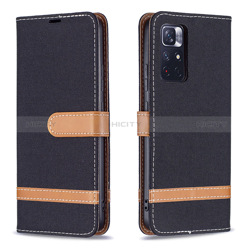 Coque Portefeuille Livre Cuir Etui Clapet B16F pour Xiaomi Poco M4 Pro 5G Noir Plus