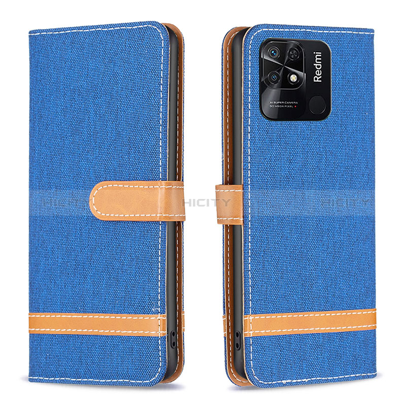 Coque Portefeuille Livre Cuir Etui Clapet B16F pour Xiaomi Redmi 10 Power Bleu Plus