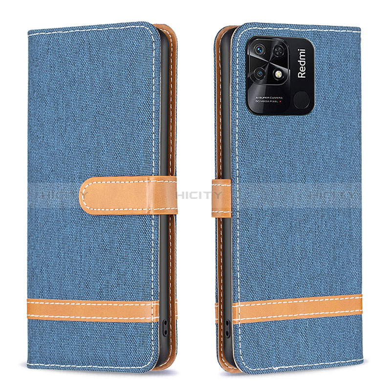 Coque Portefeuille Livre Cuir Etui Clapet B16F pour Xiaomi Redmi 10 Power Bleu Royal Plus