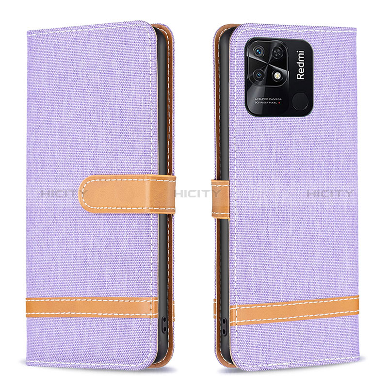 Coque Portefeuille Livre Cuir Etui Clapet B16F pour Xiaomi Redmi 10 Power Violet Clair Plus