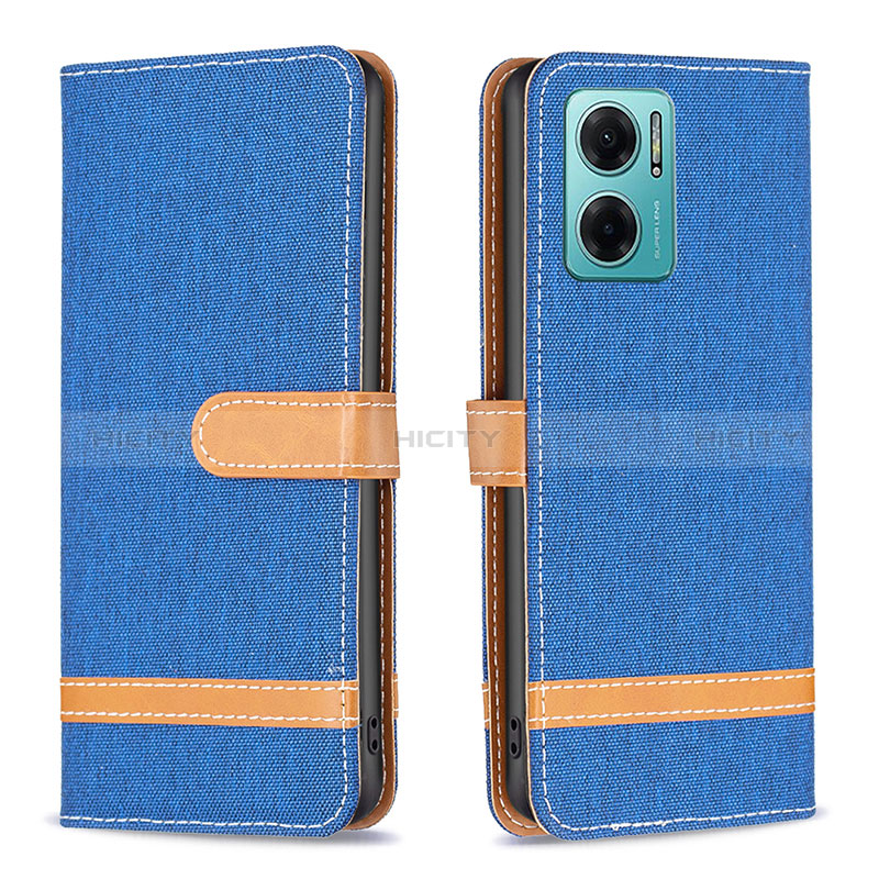 Coque Portefeuille Livre Cuir Etui Clapet B16F pour Xiaomi Redmi 10 Prime Plus 5G Bleu Plus