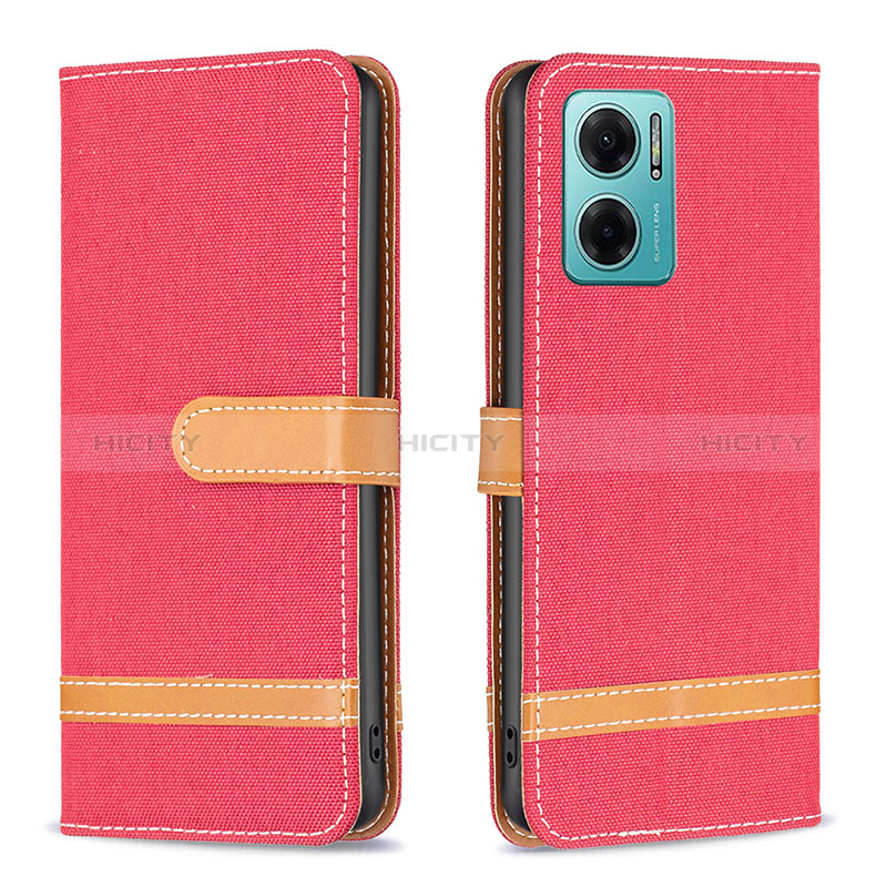 Coque Portefeuille Livre Cuir Etui Clapet B16F pour Xiaomi Redmi 10 Prime Plus 5G Rouge Plus