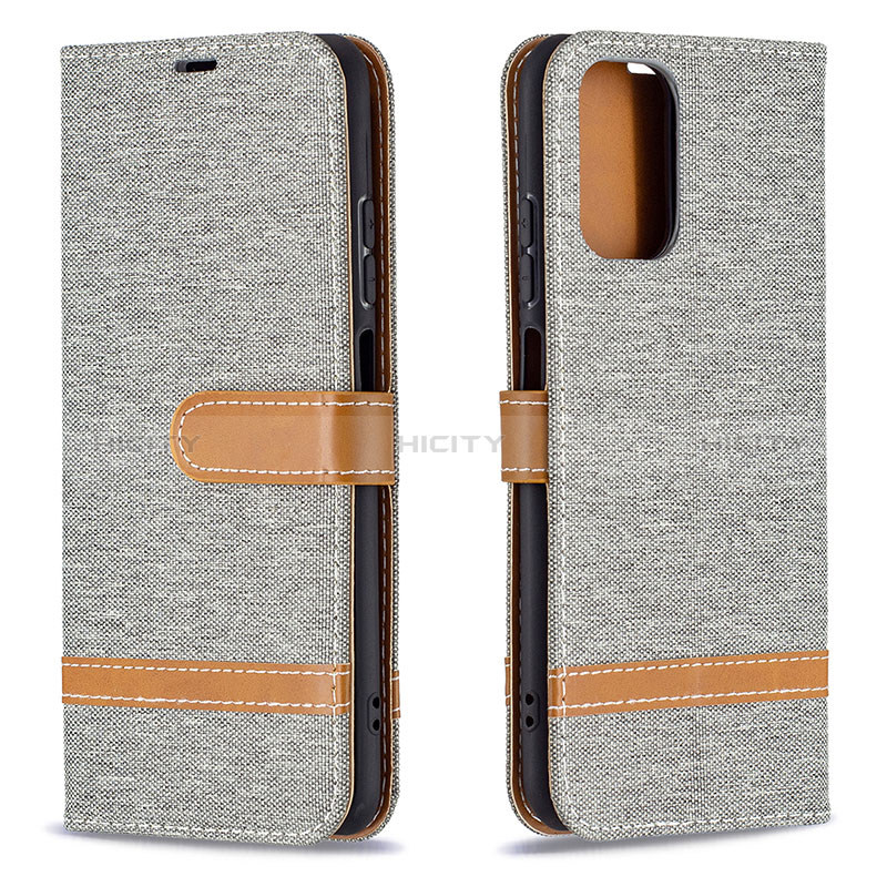 Coque Portefeuille Livre Cuir Etui Clapet B16F pour Xiaomi Redmi Note 10S 4G Gris Plus