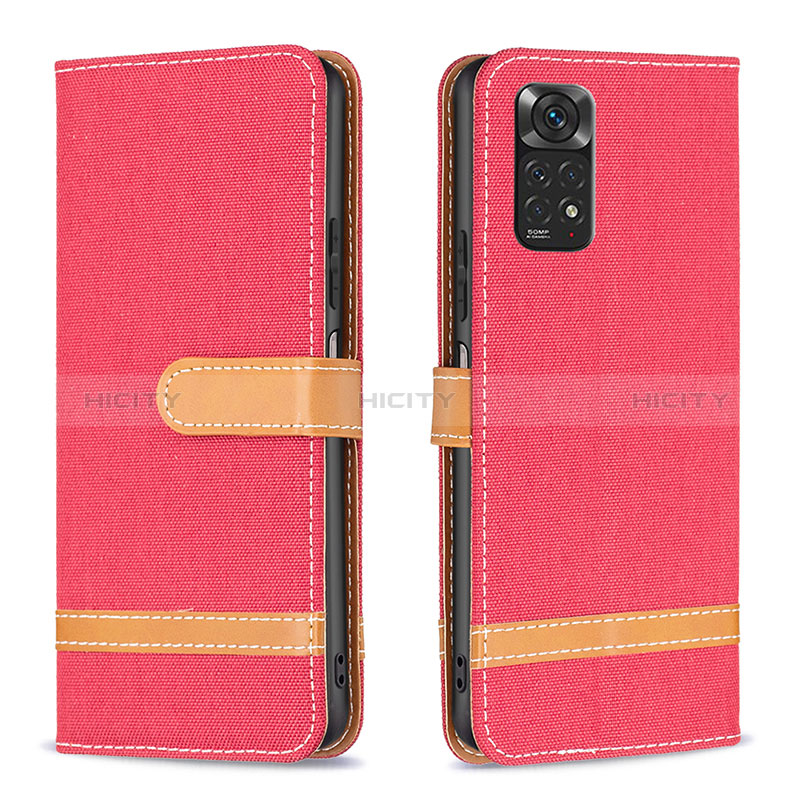 Coque Portefeuille Livre Cuir Etui Clapet B16F pour Xiaomi Redmi Note 11 4G (2022) Rouge Plus