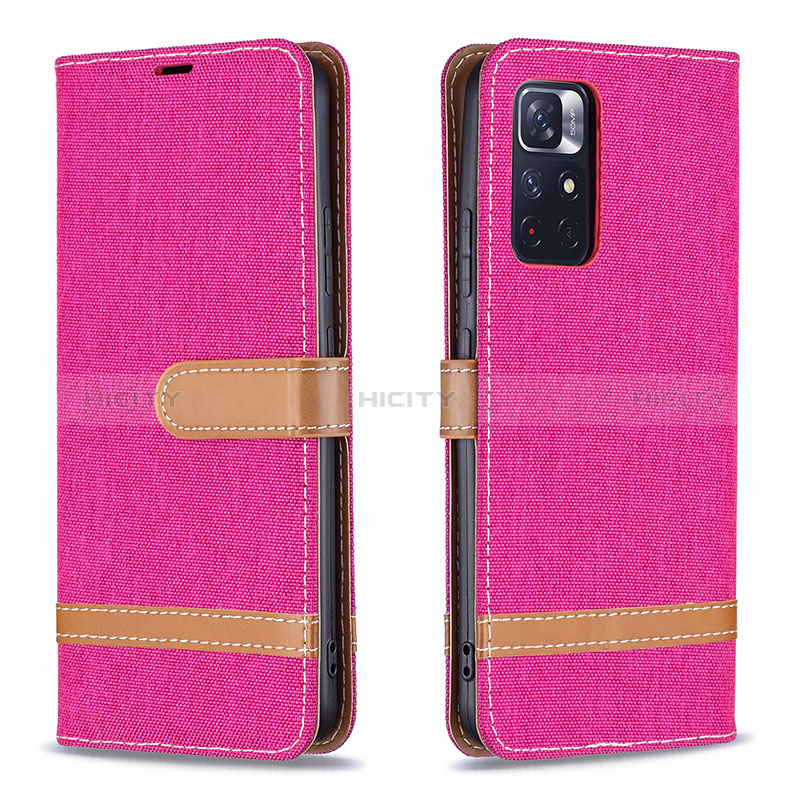 Coque Portefeuille Livre Cuir Etui Clapet B16F pour Xiaomi Redmi Note 11 5G Rose Rouge Plus