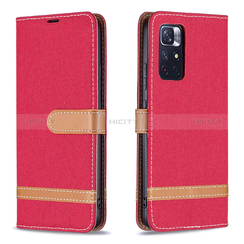 Coque Portefeuille Livre Cuir Etui Clapet B16F pour Xiaomi Redmi Note 11 5G Rouge Plus