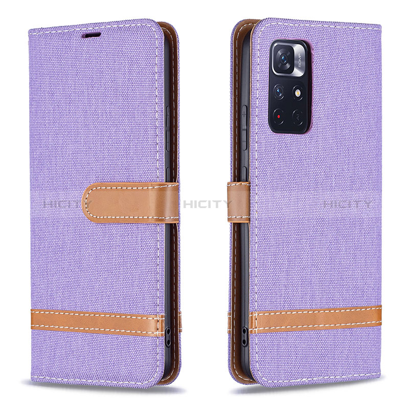 Coque Portefeuille Livre Cuir Etui Clapet B16F pour Xiaomi Redmi Note 11 5G Violet Clair Plus