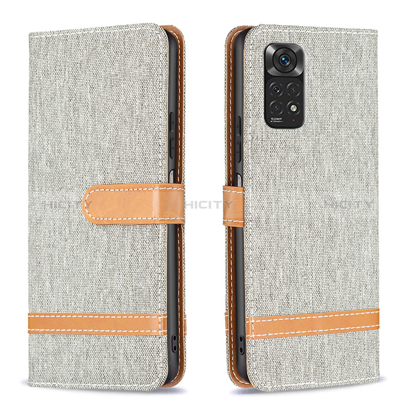 Coque Portefeuille Livre Cuir Etui Clapet B16F pour Xiaomi Redmi Note 11S 4G Gris Plus