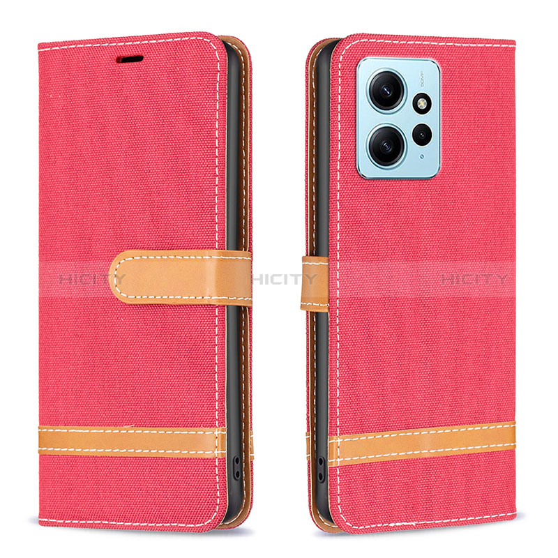 Coque Portefeuille Livre Cuir Etui Clapet B16F pour Xiaomi Redmi Note 12 4G Rouge Plus