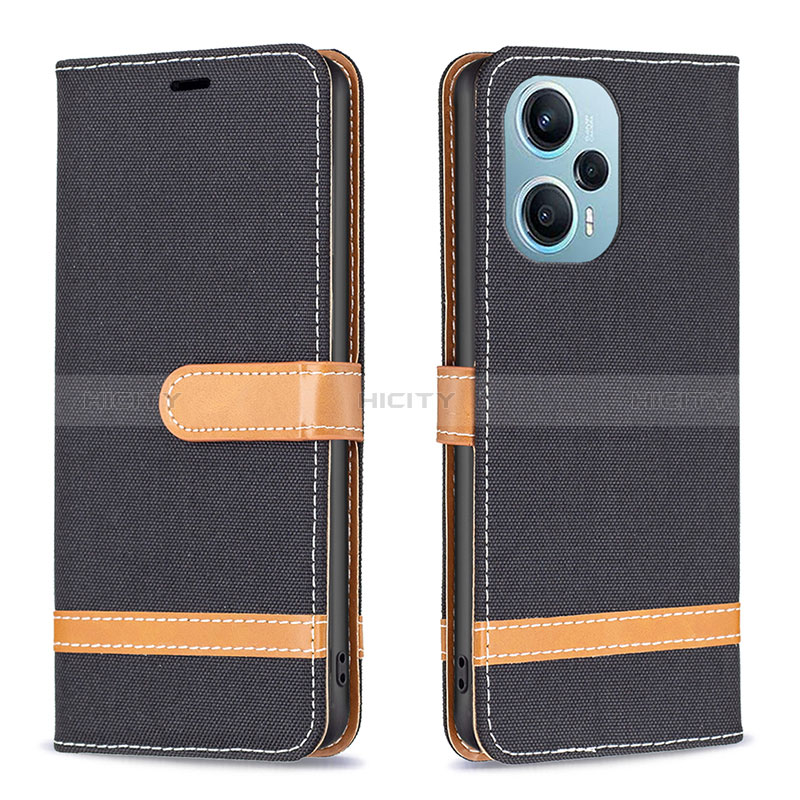 Coque Portefeuille Livre Cuir Etui Clapet B16F pour Xiaomi Redmi Note 12 Turbo 5G Noir Plus