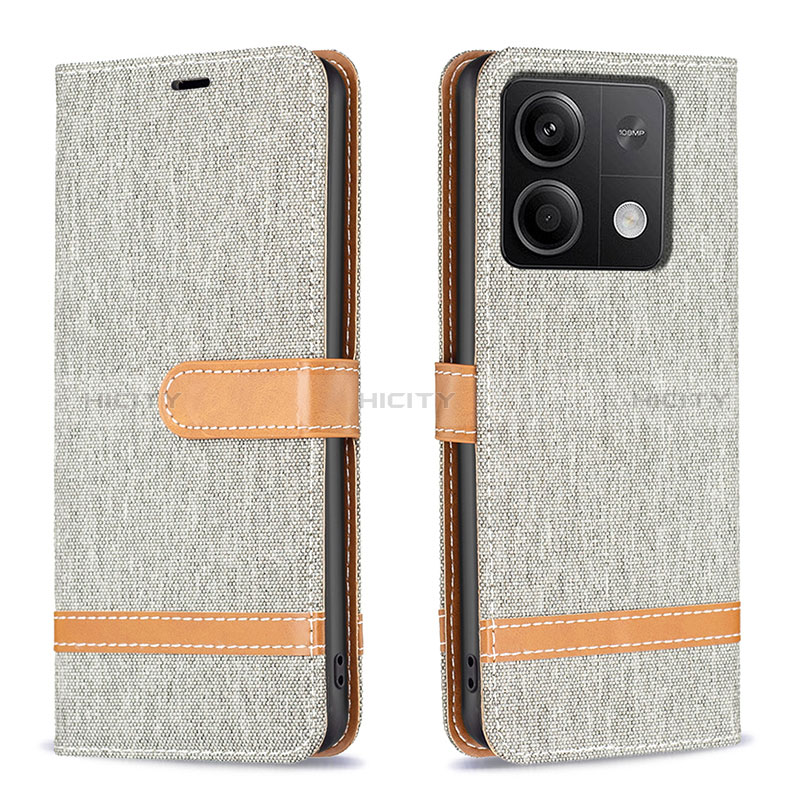 Coque Portefeuille Livre Cuir Etui Clapet B16F pour Xiaomi Redmi Note 13 5G Gris Plus