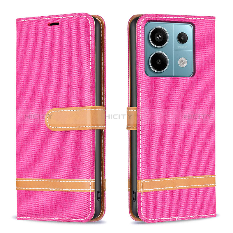 Coque Portefeuille Livre Cuir Etui Clapet B16F pour Xiaomi Redmi Note 13 Pro 5G Rose Rouge Plus