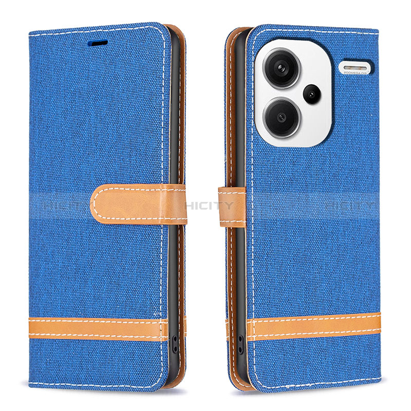 Coque Portefeuille Livre Cuir Etui Clapet B16F pour Xiaomi Redmi Note 13 Pro+ Plus 5G Bleu Plus