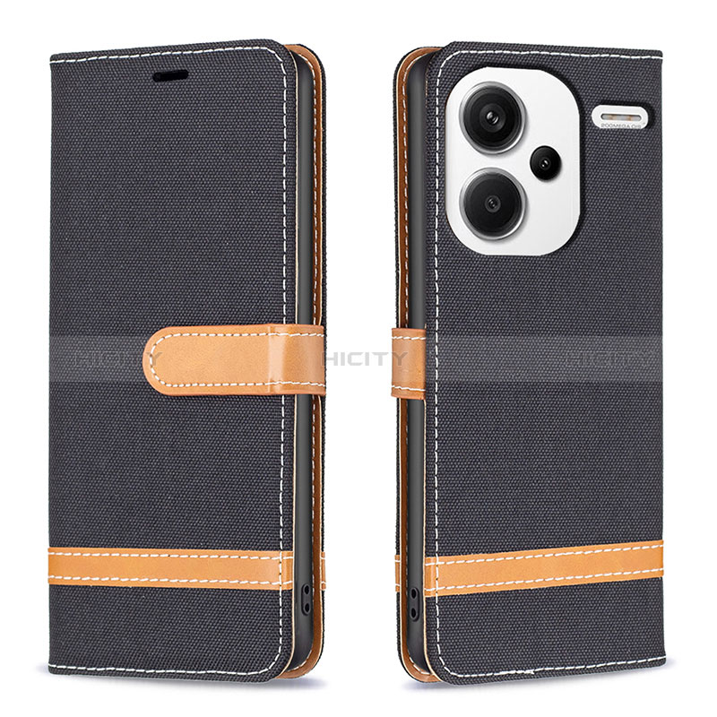 Coque Portefeuille Livre Cuir Etui Clapet B16F pour Xiaomi Redmi Note 13 Pro+ Plus 5G Noir Plus