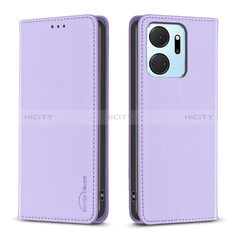 Coque Portefeuille Livre Cuir Etui Clapet B17F pour Huawei Honor X7a Violet Clair Plus