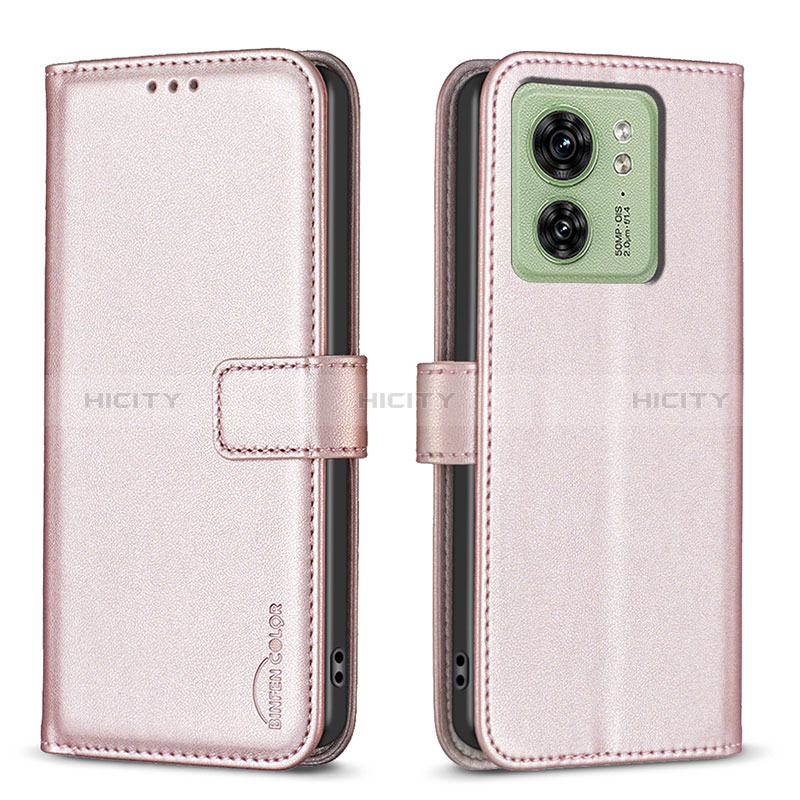 Coque Portefeuille Livre Cuir Etui Clapet B17F pour Motorola Moto Edge 40 5G Or Rose Plus