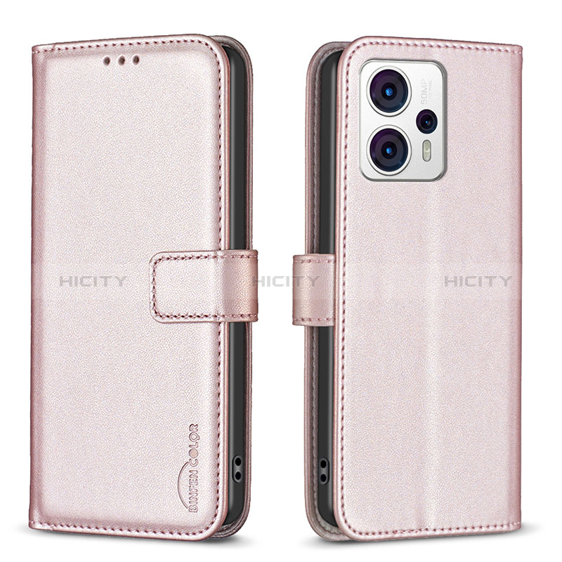 Coque Portefeuille Livre Cuir Etui Clapet B17F pour Motorola Moto G23 Or Rose Plus