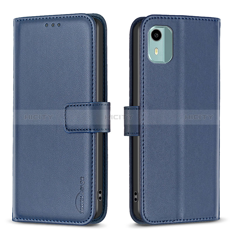 Coque Portefeuille Livre Cuir Etui Clapet B17F pour Nokia C12 Bleu Plus