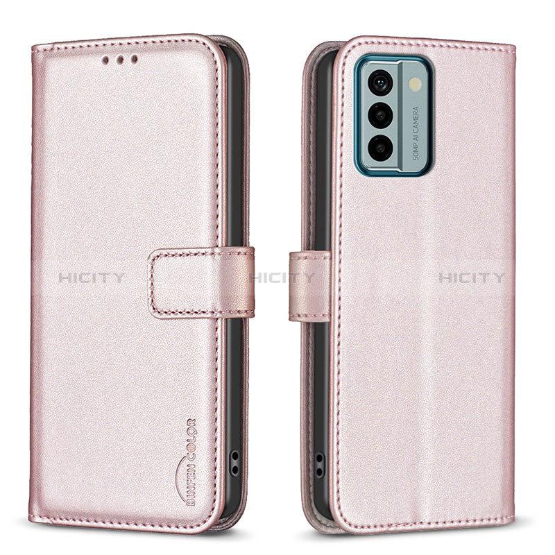 Coque Portefeuille Livre Cuir Etui Clapet B17F pour Nokia G22 Or Rose Plus