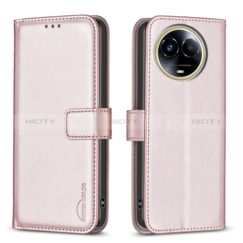 Coque Portefeuille Livre Cuir Etui Clapet B17F pour Realme 11 5G Or Rose Plus