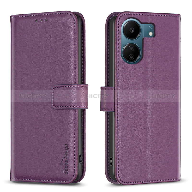 Coque Portefeuille Livre Cuir Etui Clapet B17F pour Xiaomi Poco C65 Violet Plus