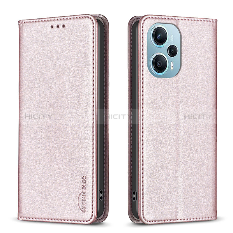 Coque Portefeuille Livre Cuir Etui Clapet B17F pour Xiaomi Redmi Note 12 Turbo 5G Or Rose Plus