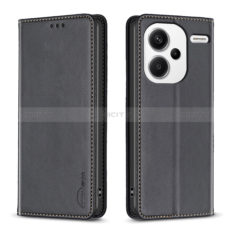 Coque Portefeuille Livre Cuir Etui Clapet B17F pour Xiaomi Redmi Note 13 Pro+ Plus 5G Noir Plus