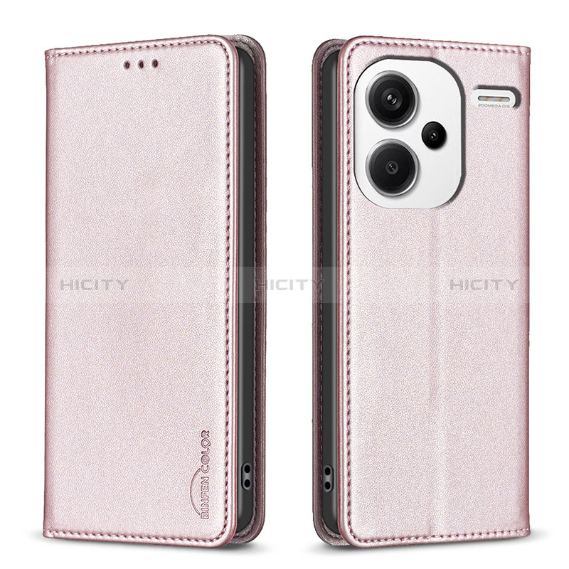 Coque Portefeuille Livre Cuir Etui Clapet B17F pour Xiaomi Redmi Note 13 Pro+ Plus 5G Or Rose Plus