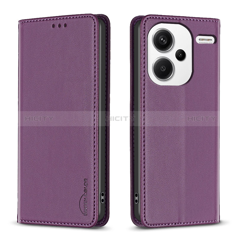 Coque Portefeuille Livre Cuir Etui Clapet B17F pour Xiaomi Redmi Note 13 Pro+ Plus 5G Violet Plus