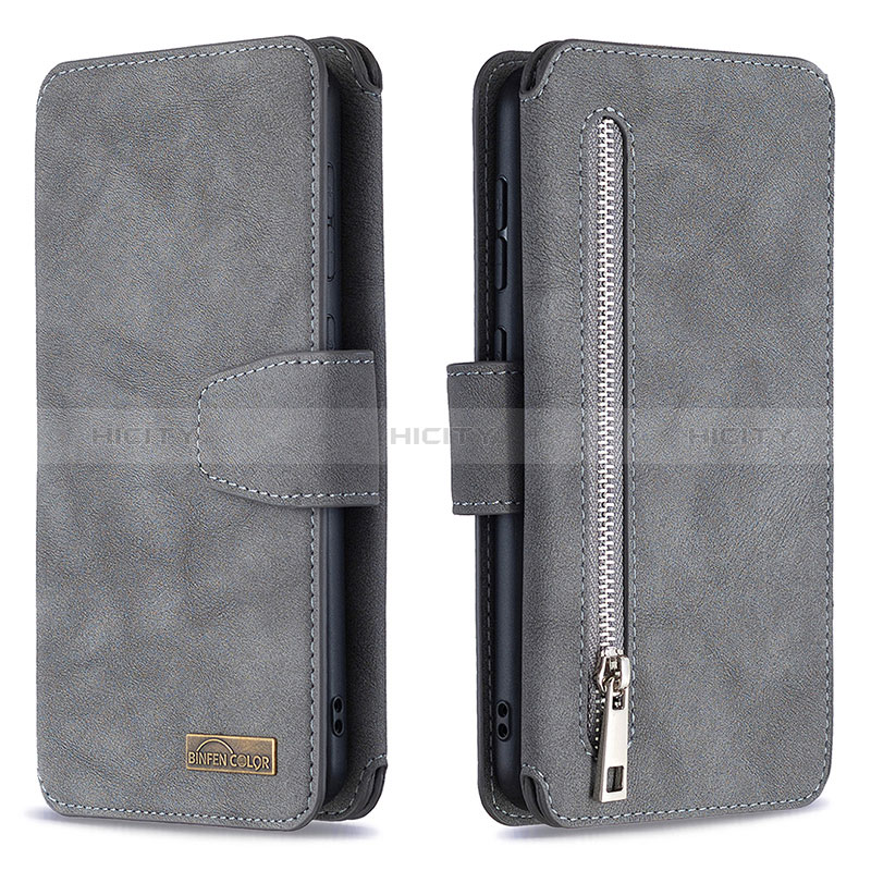 Coque Portefeuille Livre Cuir Etui Clapet B18F pour Samsung Galaxy M10S Gris Plus