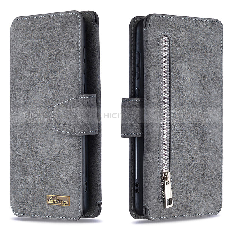 Coque Portefeuille Livre Cuir Etui Clapet B18F pour Samsung Galaxy M60s Gris Plus