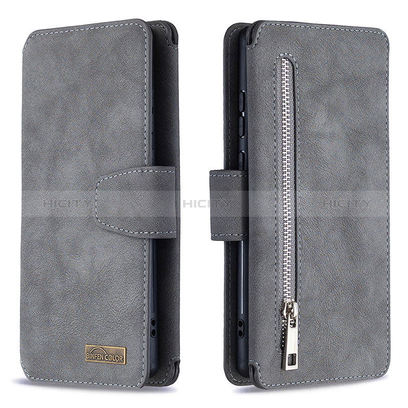 Coque Portefeuille Livre Cuir Etui Clapet B18F pour Samsung Galaxy Note 20 5G Gris Plus