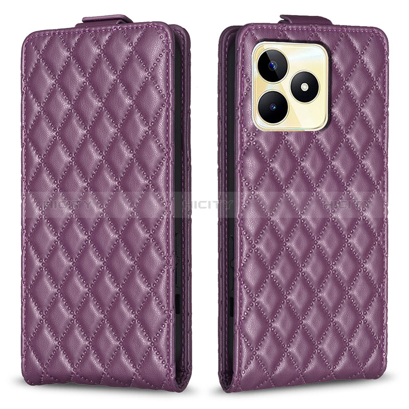 Coque Portefeuille Livre Cuir Etui Clapet B19F pour Realme C67 Violet Plus