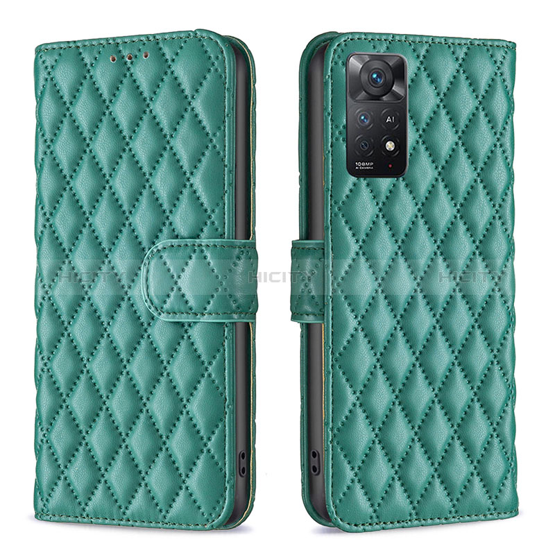 Coque Portefeuille Livre Cuir Etui Clapet B19F pour Xiaomi Redmi Note 11 Pro 4G Vert Plus