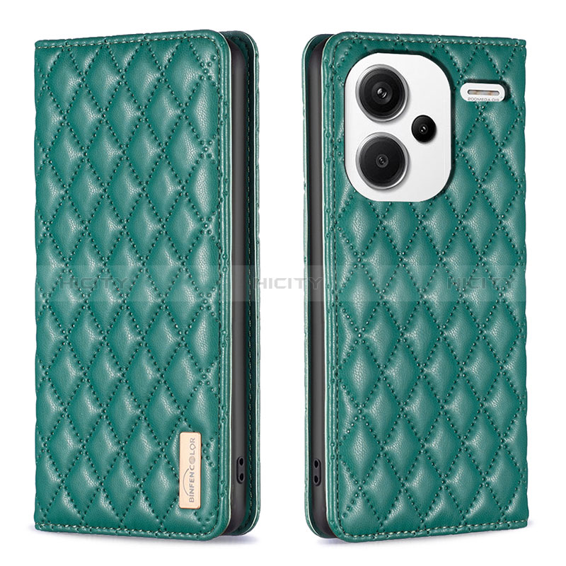 Coque Portefeuille Livre Cuir Etui Clapet B19F pour Xiaomi Redmi Note 13 Pro+ Plus 5G Vert Plus