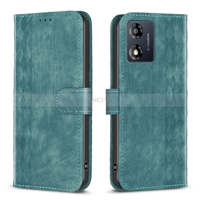 Coque Portefeuille Livre Cuir Etui Clapet B21F pour Motorola Moto E13 Vert Plus