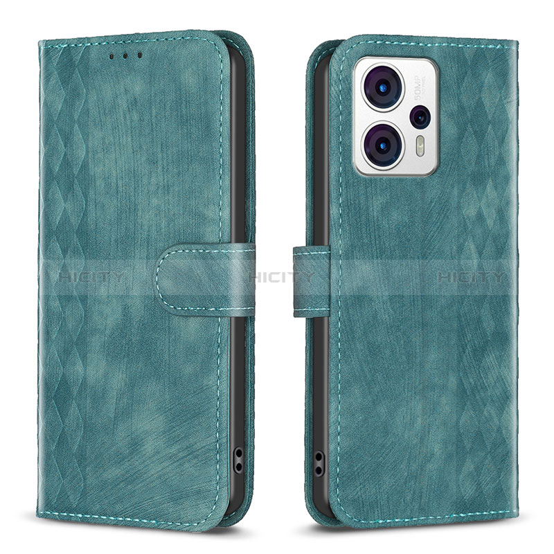 Coque Portefeuille Livre Cuir Etui Clapet B21F pour Motorola Moto G23 Vert Plus