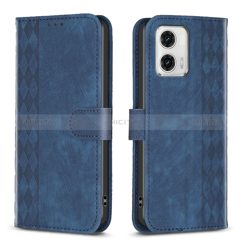 Coque Portefeuille Livre Cuir Etui Clapet B21F pour Motorola Moto G73 5G Bleu Plus