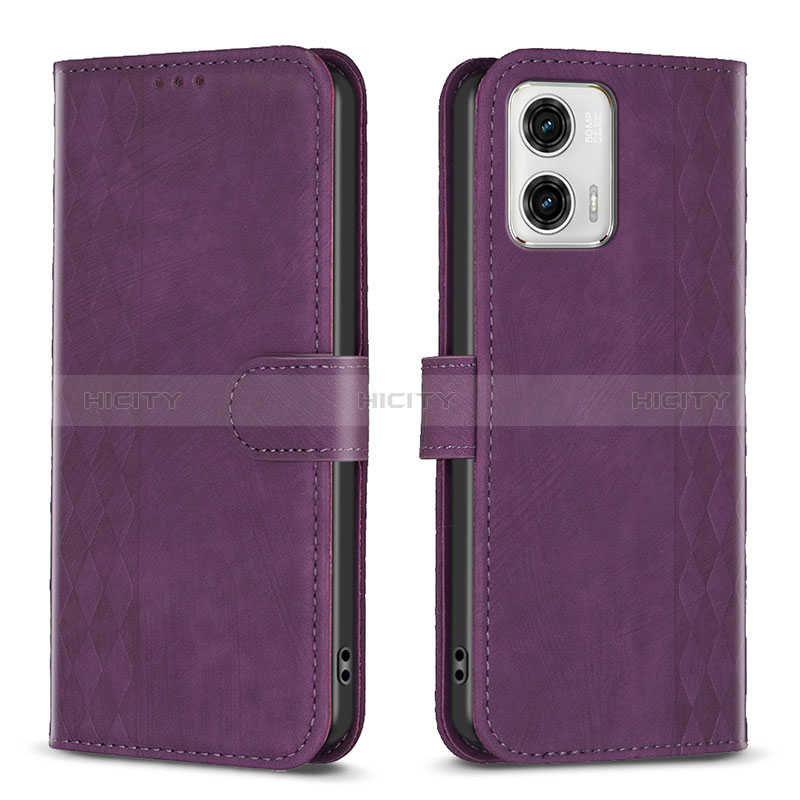 Coque Portefeuille Livre Cuir Etui Clapet B21F pour Motorola Moto G73 5G Violet Plus