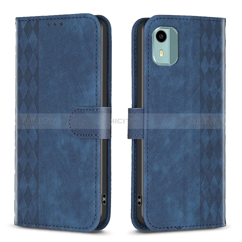 Coque Portefeuille Livre Cuir Etui Clapet B21F pour Nokia C12 Bleu Plus