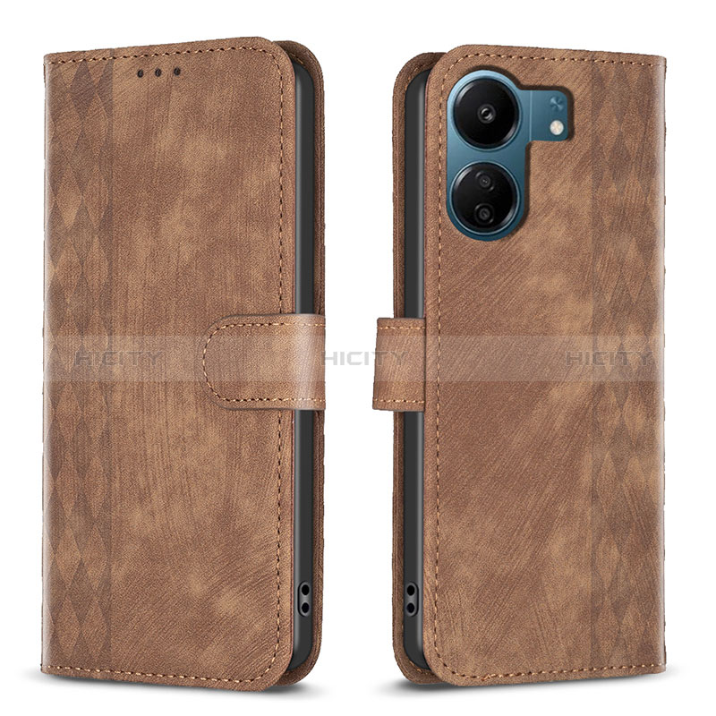 Coque Portefeuille Livre Cuir Etui Clapet B21F pour Xiaomi Redmi 13C Marron Plus