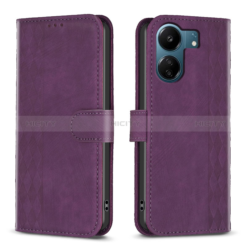 Coque Portefeuille Livre Cuir Etui Clapet B21F pour Xiaomi Redmi 13C Violet Plus